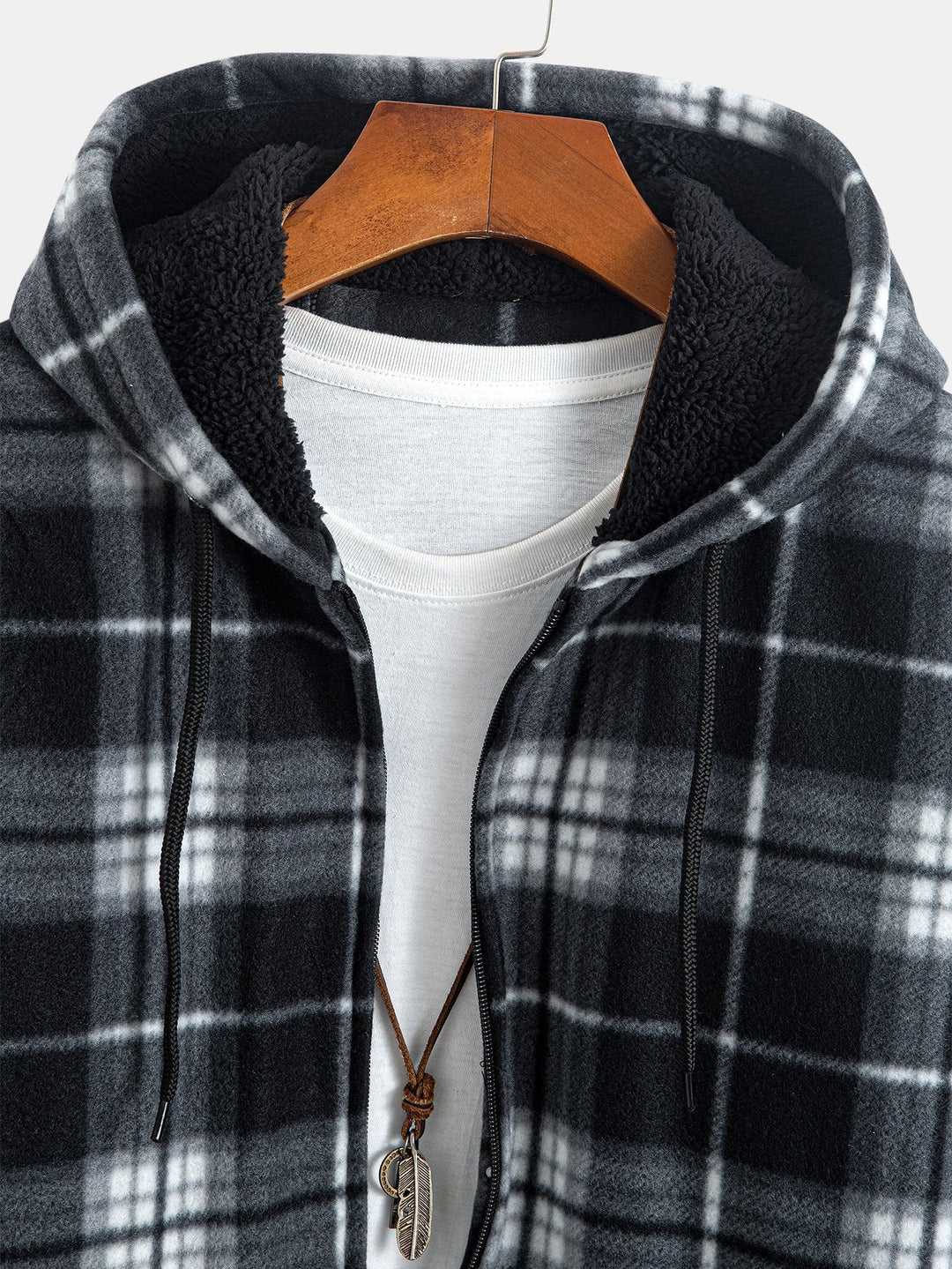 Geert | Geruite flanellen hoodie met teddyvoering