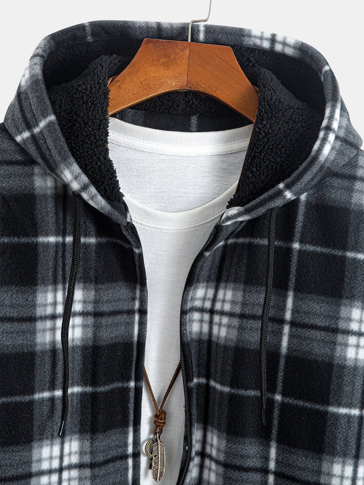 Geert | Geruite flanellen hoodie met teddyvoering