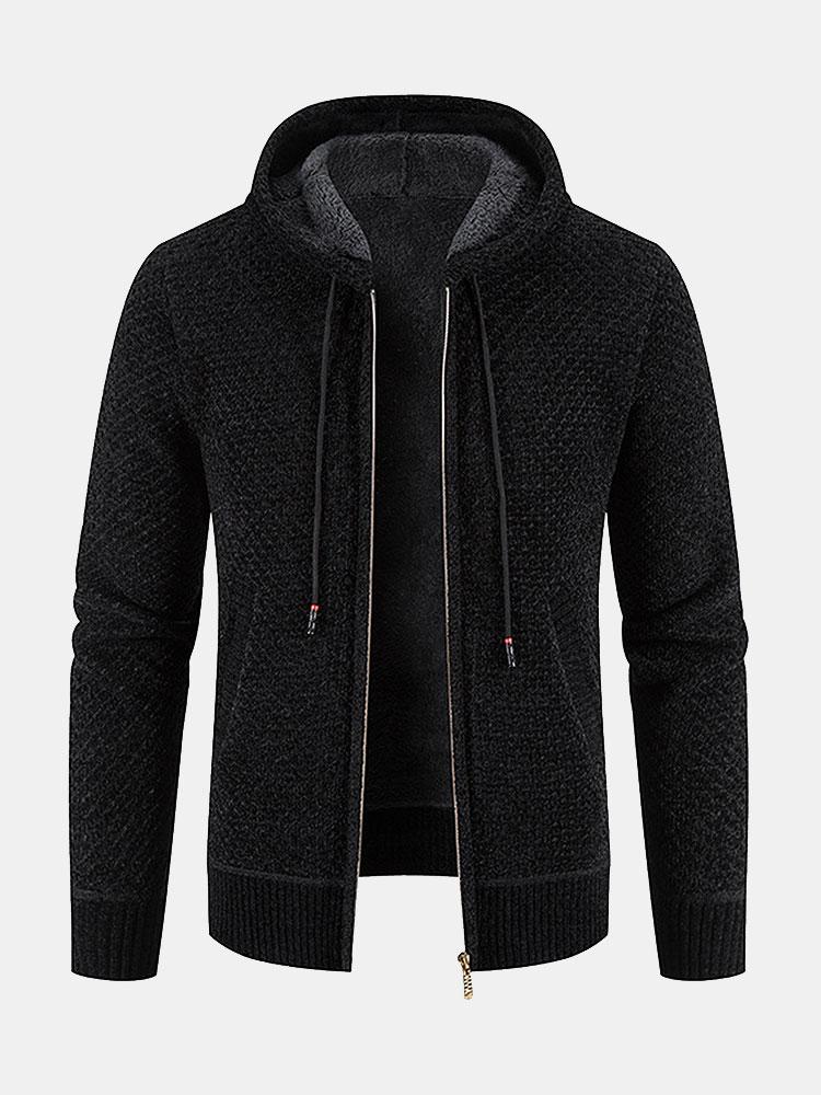 Tobias | Trui met structuur, capuchon en teddyvoering