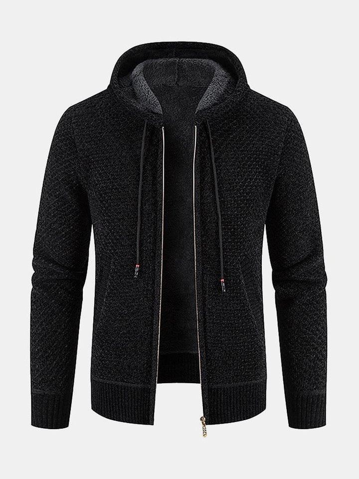 Tobias | Trui met structuur, capuchon en teddyvoering