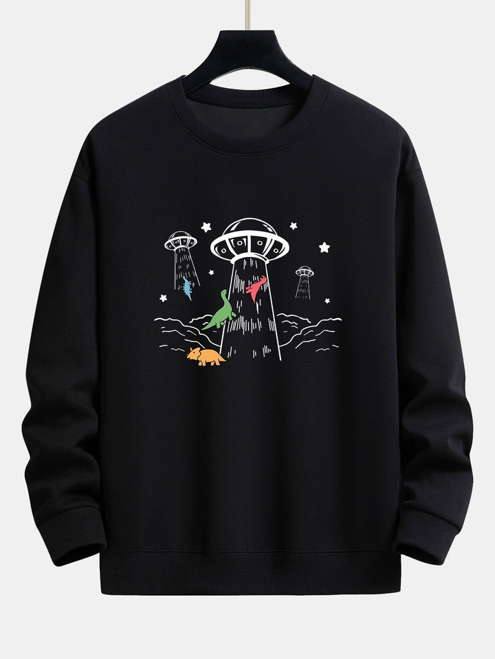 Krijn | Sweater met dinosaurus- en ruimteschipprint en relaxte pasvorm