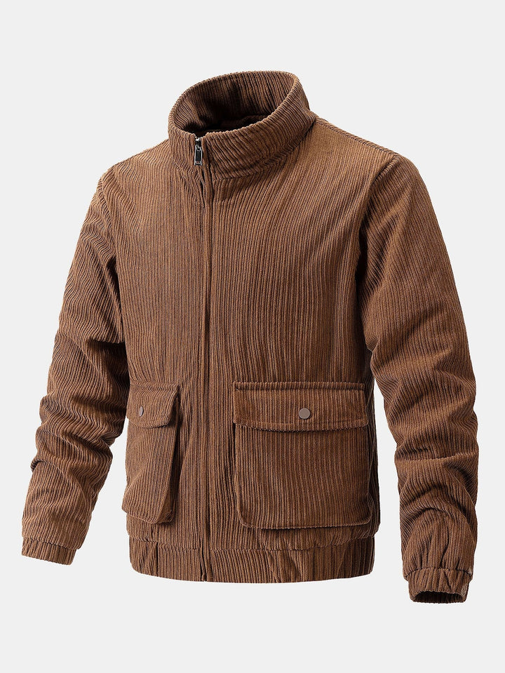 Dave | Corduroy jack met trechterkraag en rits