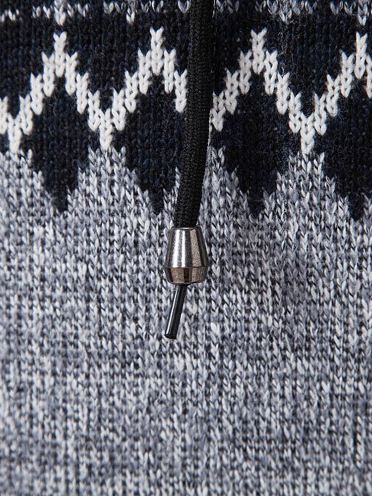 Harm | Trui met capuchon, rits en geometrisch patroon