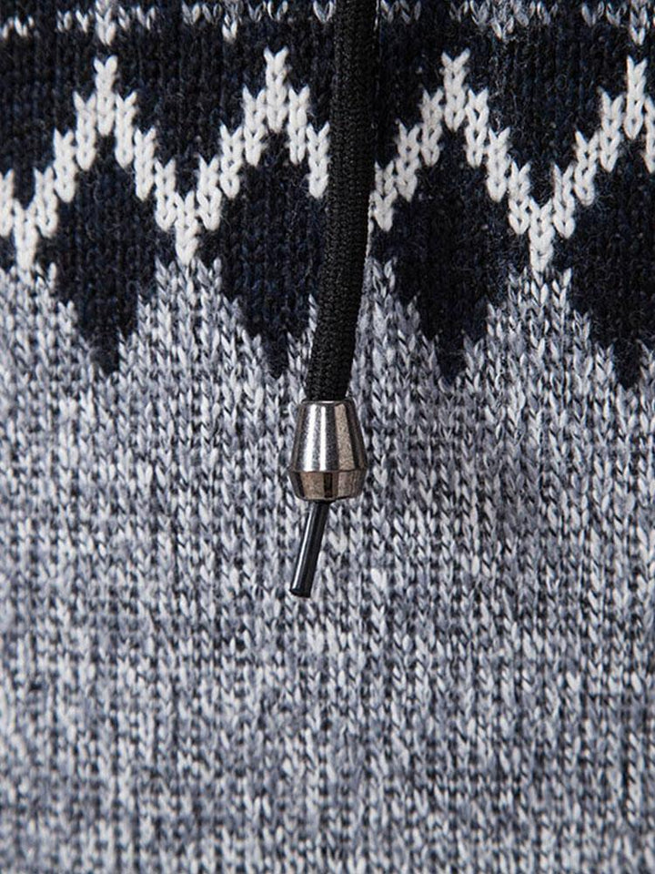Harm | Trui met capuchon, rits en geometrisch patroon
