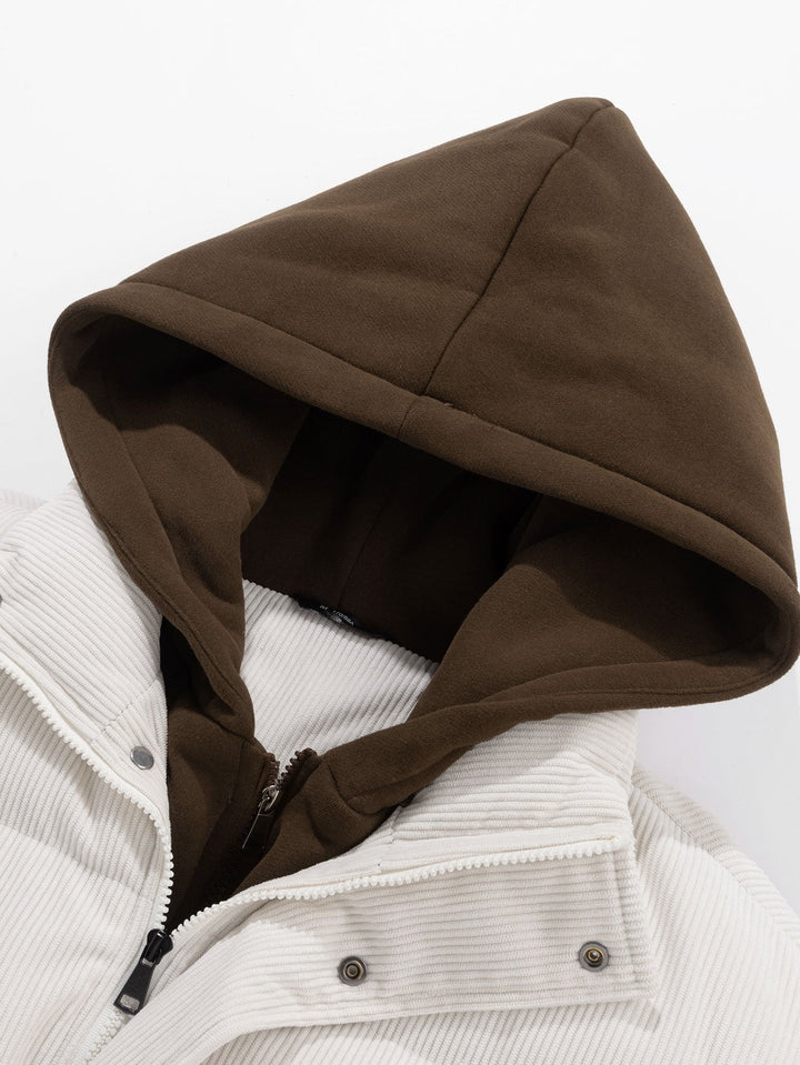 Cornelis | Corduroy puffer jas met capuchon