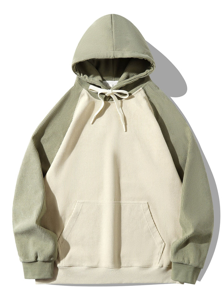Coen | Hoodie met corduroypanelen en raglanmouwen