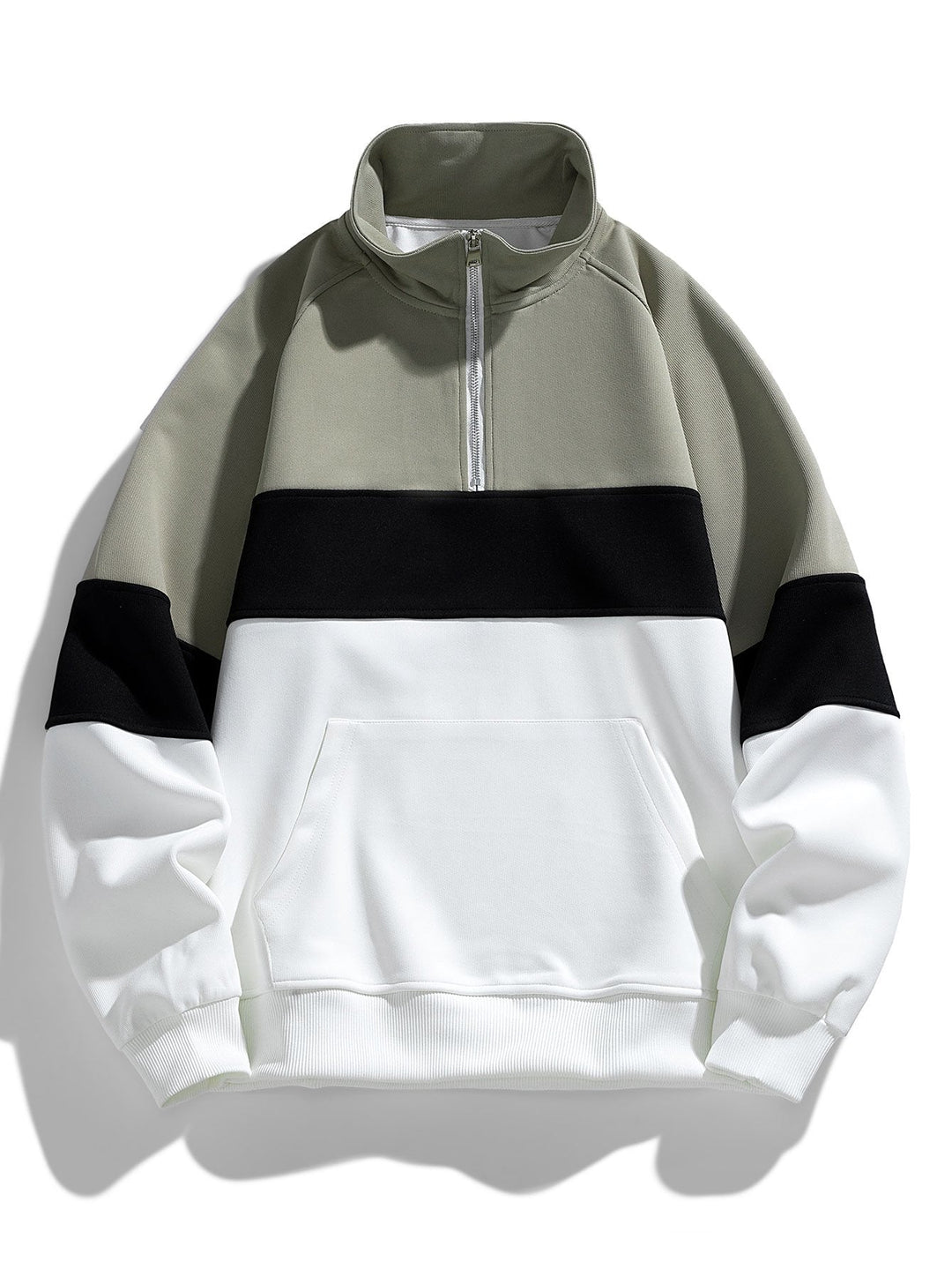 Jurre | Sweater met kleurvlakken, hoge kraag en korte rits