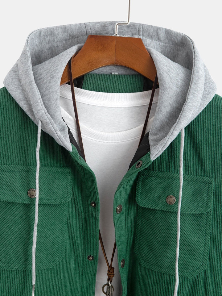 Marco | Gewatteerde corduroy jas met capuchon