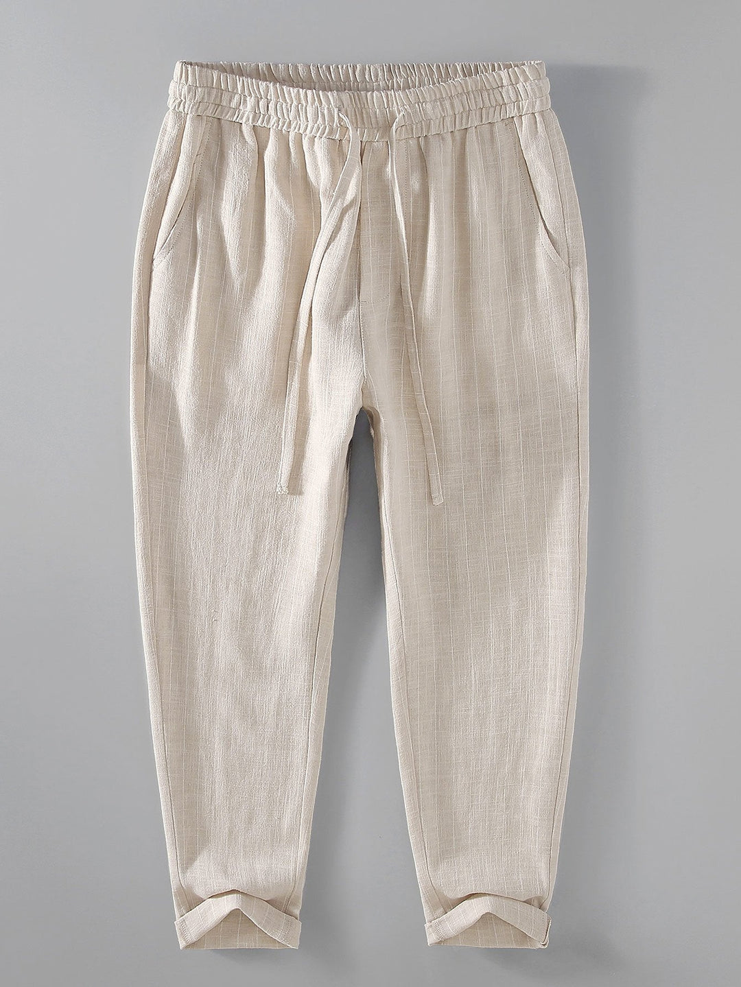 Joost | Gestreepte Linnen Cropped Broek