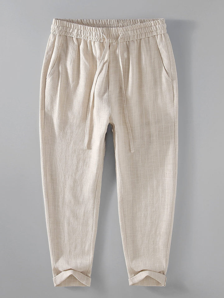 Joost | Gestreepte Linnen Cropped Broek