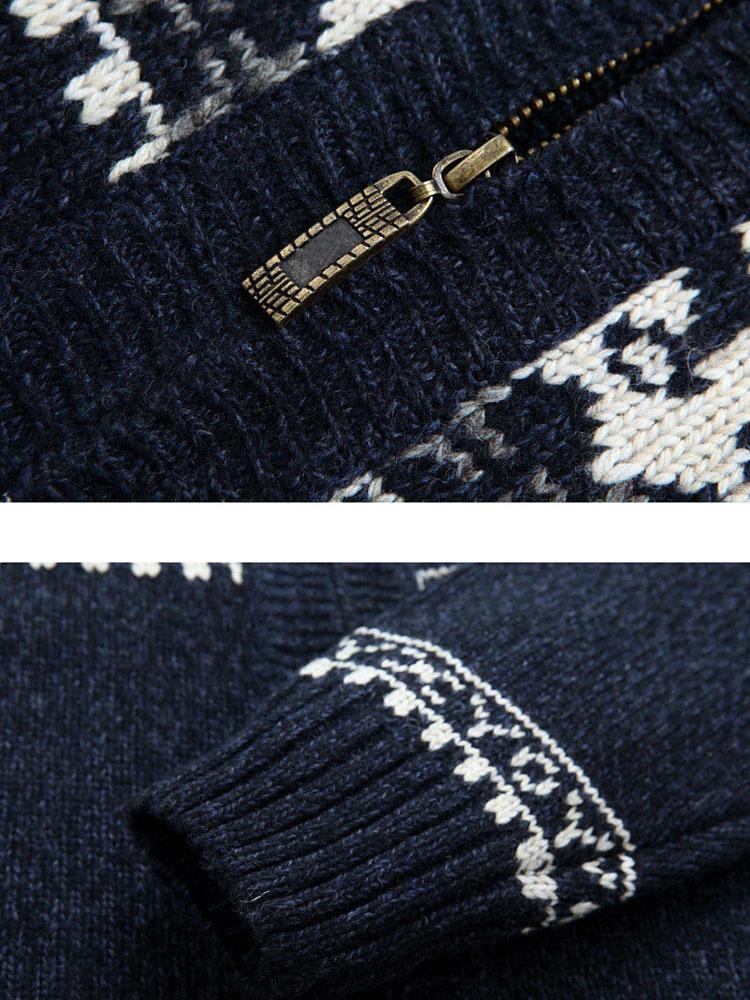 Teun | Kerstvest met geometrische print en rits