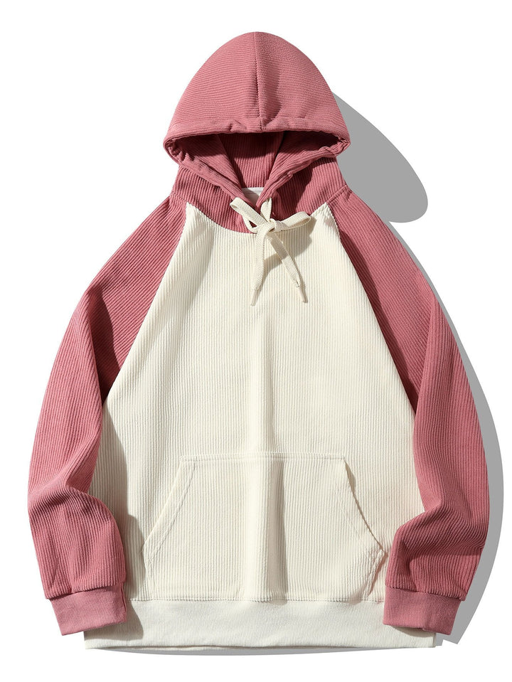 Coen | Hoodie met corduroypanelen en raglanmouwen