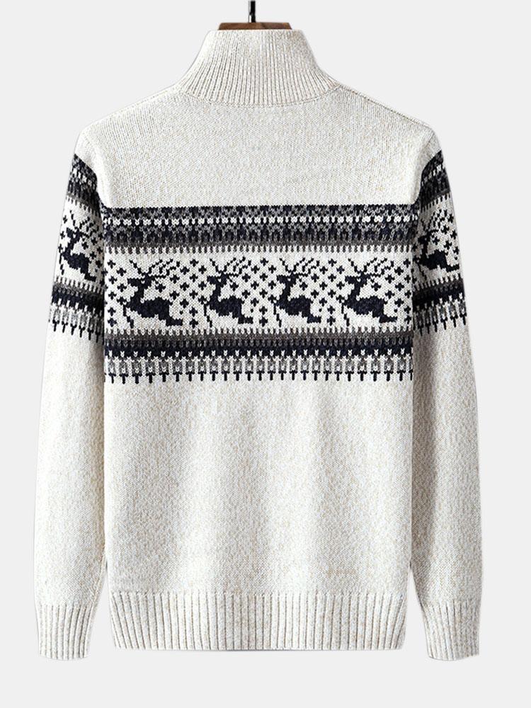 Siem | Kersttrui met elandprint en halve rits