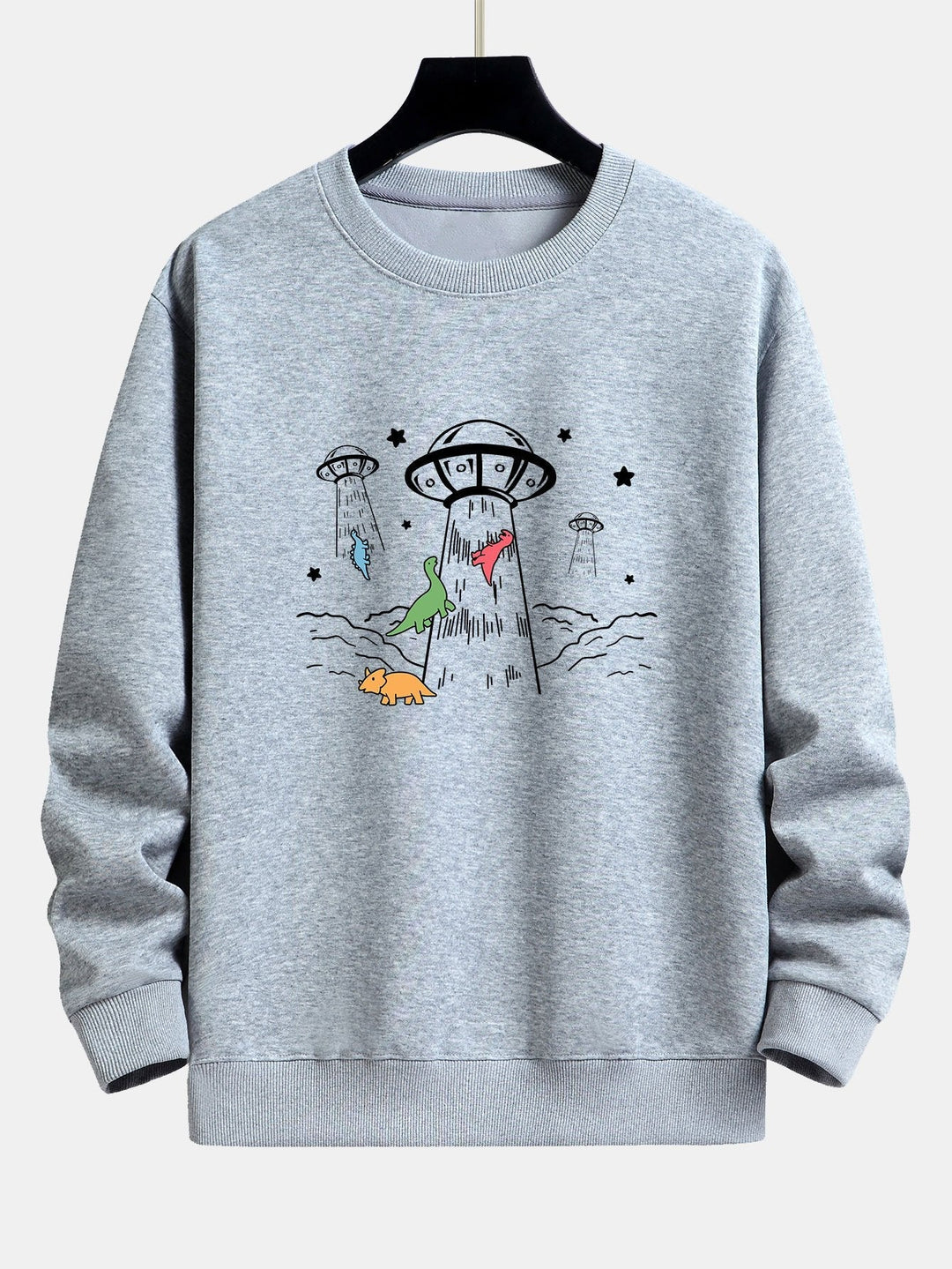 Krijn | Sweater met dinosaurus- en ruimteschipprint en relaxte pasvorm