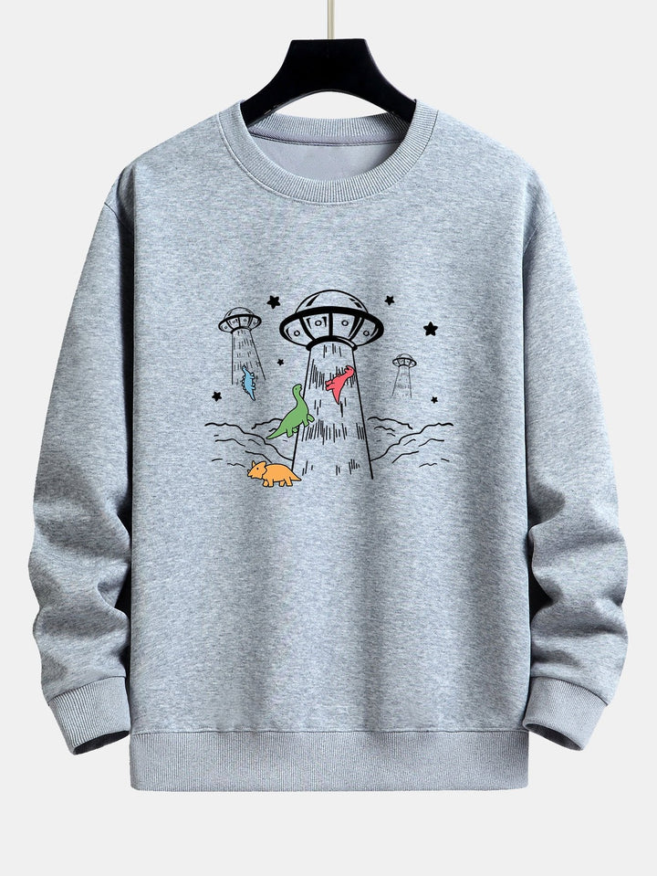 Krijn | Sweater met dinosaurus- en ruimteschipprint en relaxte pasvorm