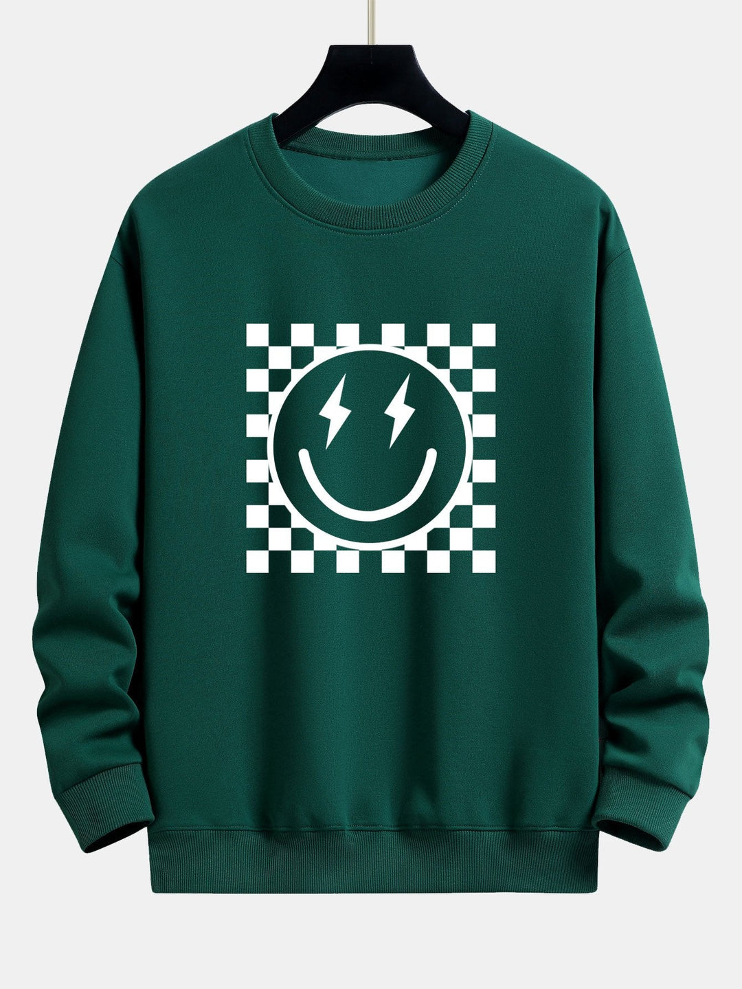 Diederik | Sweater met schaakbord- en smileyprint en relaxte pasvorm