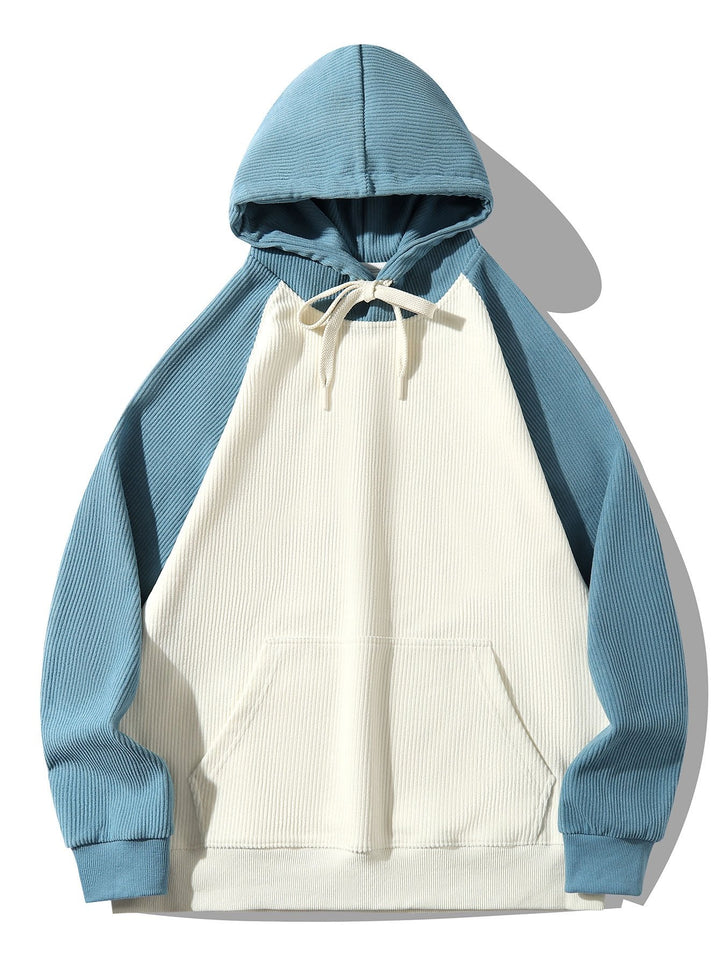 Coen | Hoodie met corduroypanelen en raglanmouwen