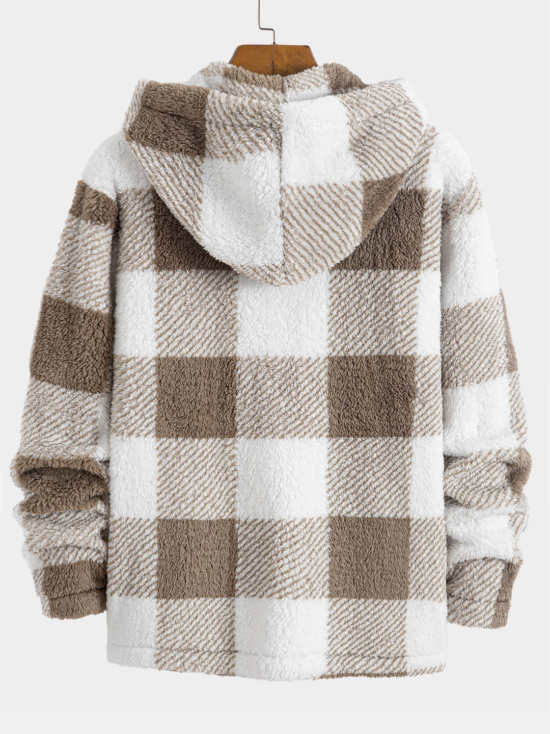 Gerard | Geruite teddyfleece jas met capuchon
