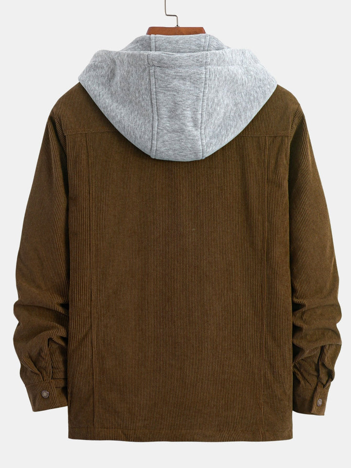 Marco | Gewatteerde corduroy jas met capuchon