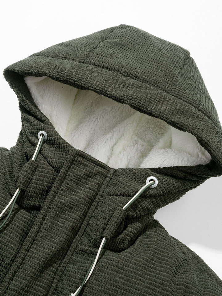 Michael | Corduroy puffer jas met capuchon