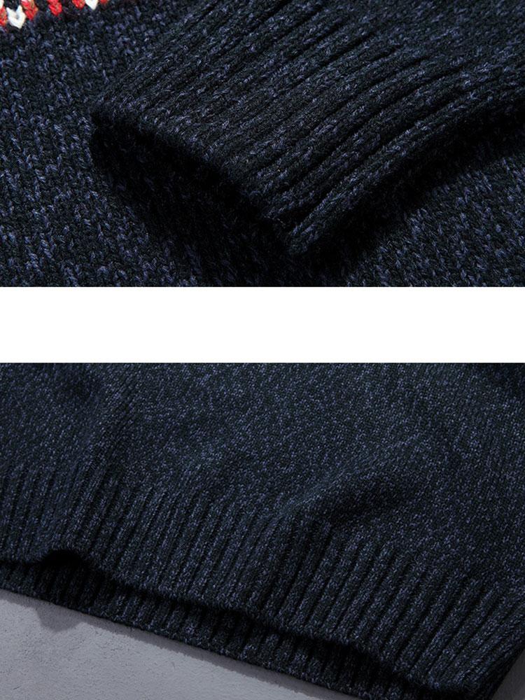 Sam | Kersttrui met geometrische print en halve rits