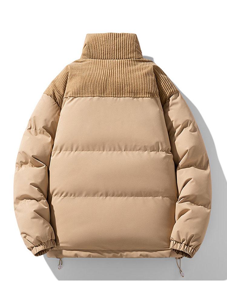 Patrick | Puffer jas met corduroy paneeldetails