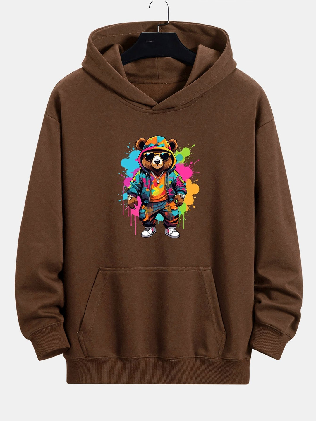 Frits | Hoodie met beerprint in inktstijl en relaxte pasvorm