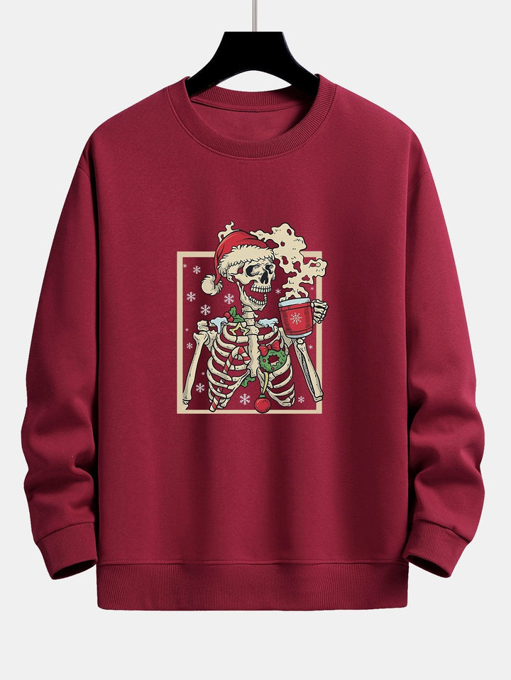 Siem | Kerstsweater met skelet- en koffieprint en relaxte pasvorm