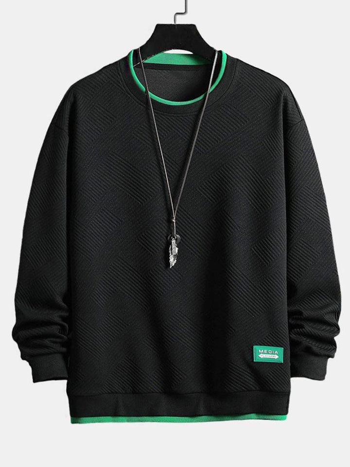 David | Sweater met geometrisch streepjacquard en relaxte pasvorm