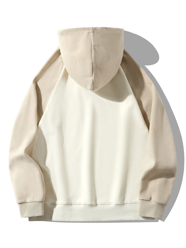 Coen | Hoodie met corduroypanelen en raglanmouwen