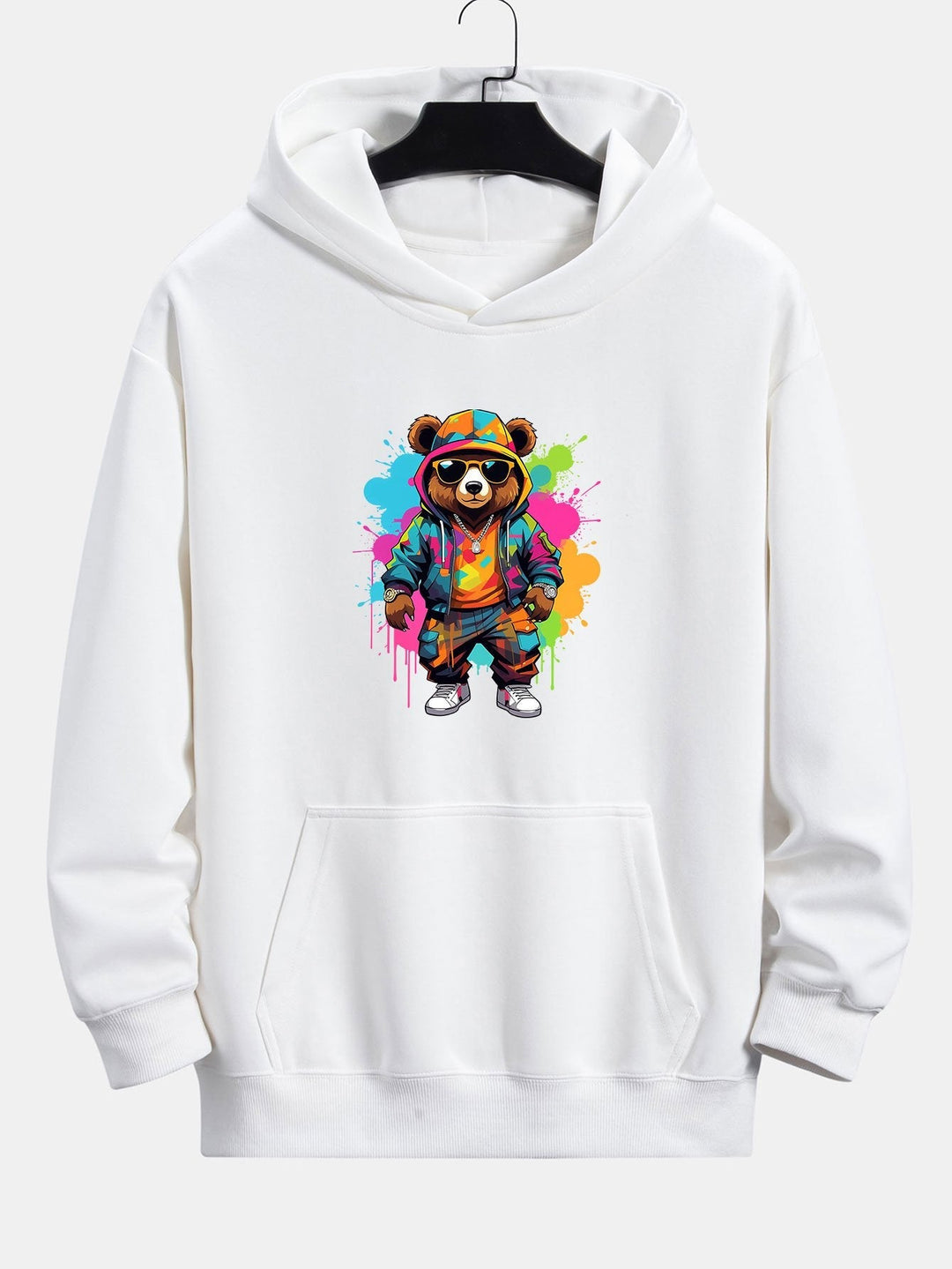 Frits | Hoodie met beerprint in inktstijl en relaxte pasvorm