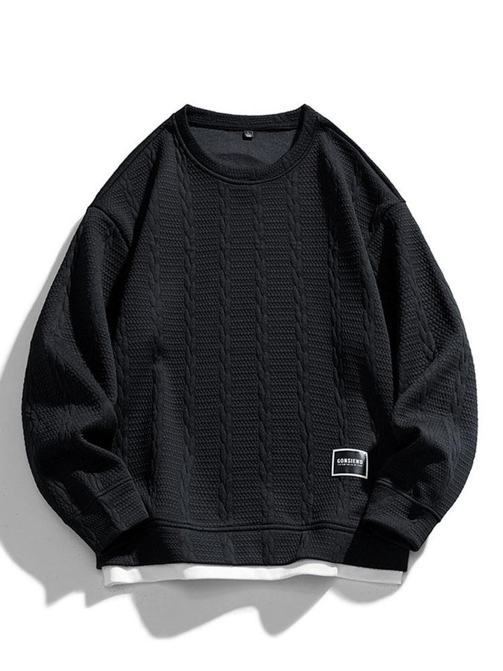 Menno | Sweater met jacquarddessin met tarwemotief en relaxte pasvorm