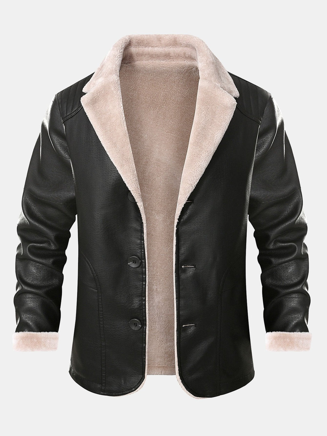 Stef | Blazer van pu-leer met imitatiebontvoering