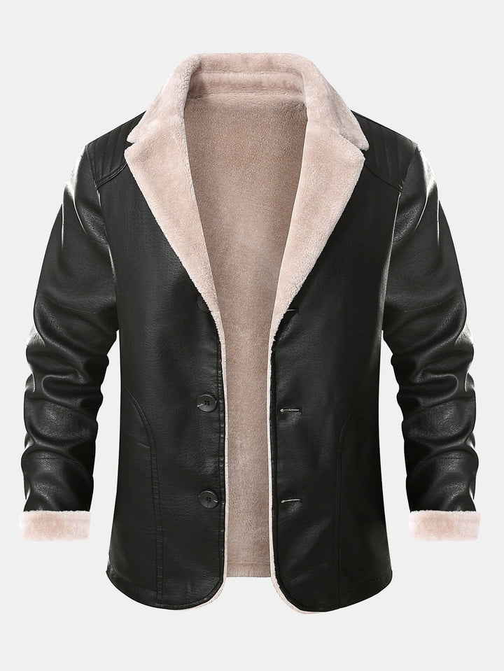 Stef | Blazer van pu-leer met imitatiebontvoering