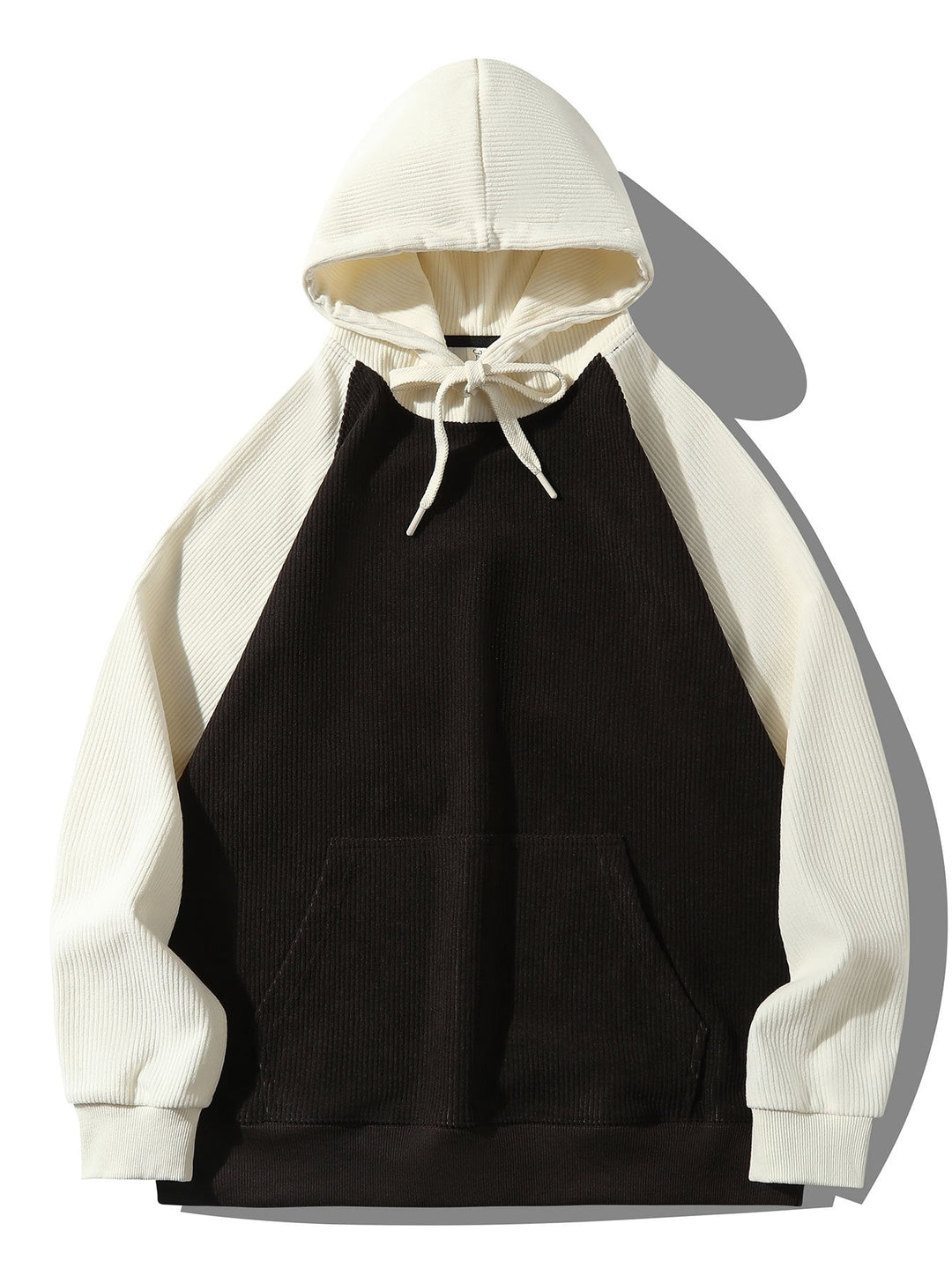 Coen | Hoodie met corduroypanelen en raglanmouwen