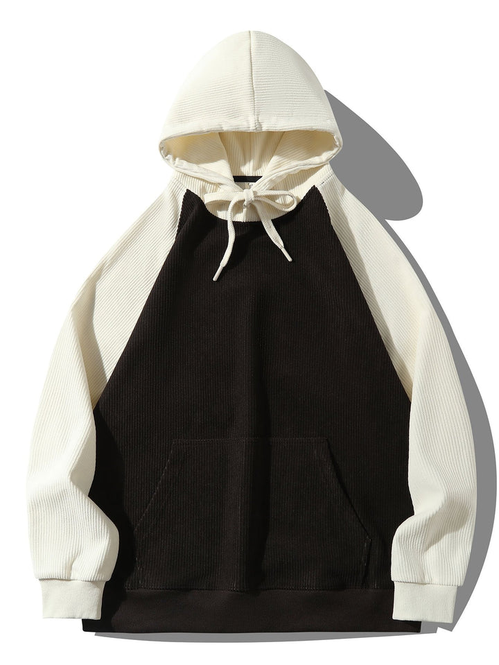 Coen | Hoodie met corduroypanelen en raglanmouwen