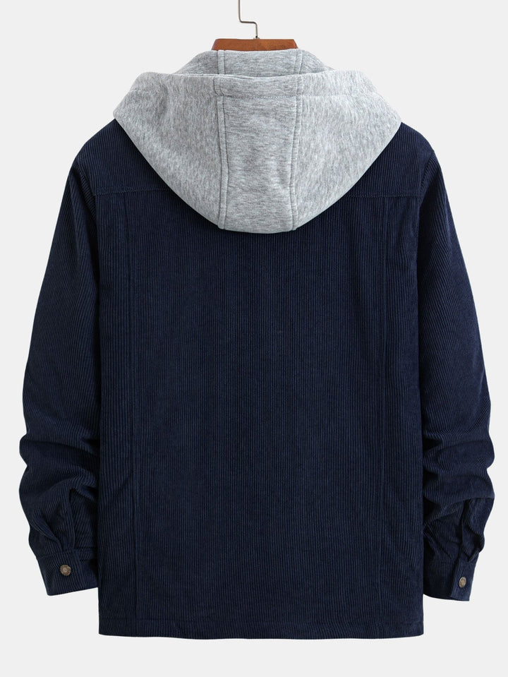 Marco | Gewatteerde corduroy jas met capuchon