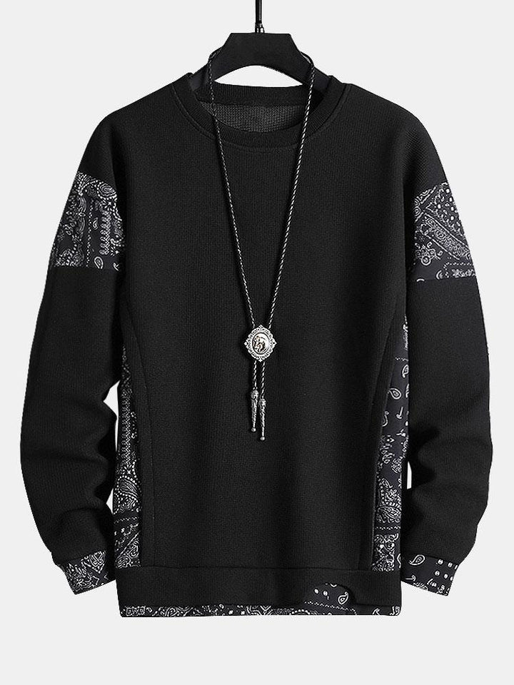 Hein | Sweater met paisleypanelen en wafelstructuur