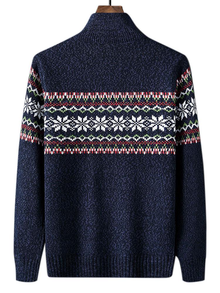Sam | Kersttrui met geometrische print en halve rits