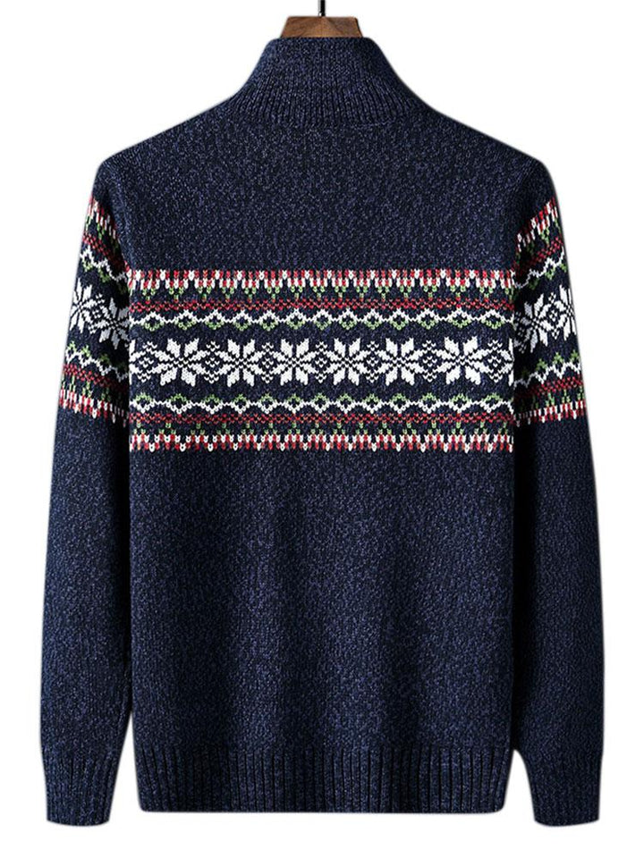 Sam | Kersttrui met geometrische print en halve rits