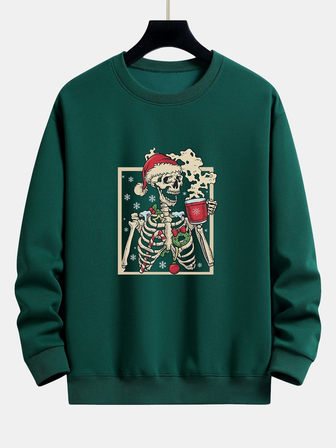 Siem | Kerstsweater met skelet- en koffieprint en relaxte pasvorm