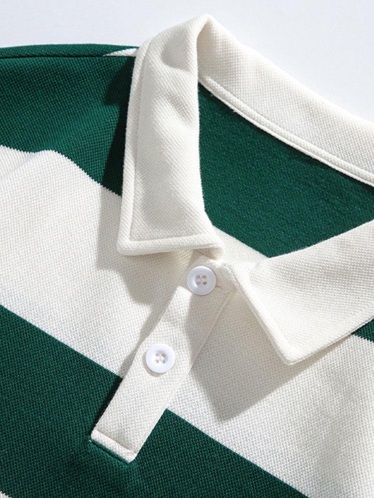 Timo | Polosweater met brede strepen en wafelstructuur en relaxte pasvorm
