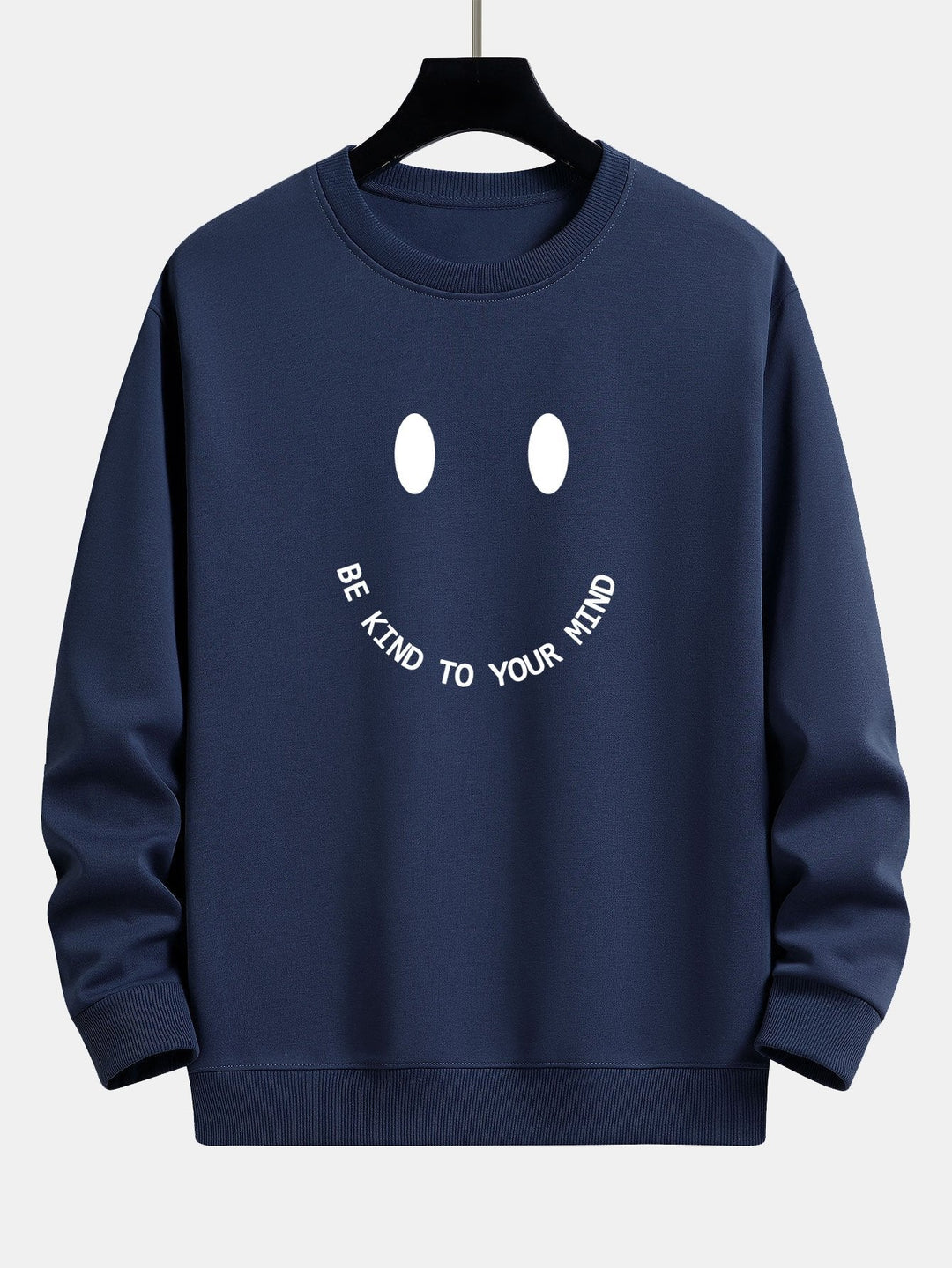 Mees | Sweater met smiley- en tekstopdruk en relaxte pasvorm