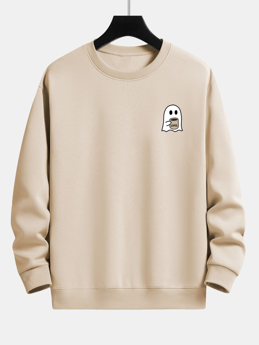 Tom | Sweater met spook- en koffieprint en relaxte pasvorm