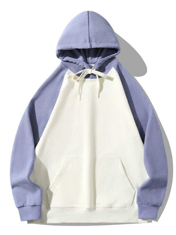 Coen | Hoodie met corduroypanelen en raglanmouwen
