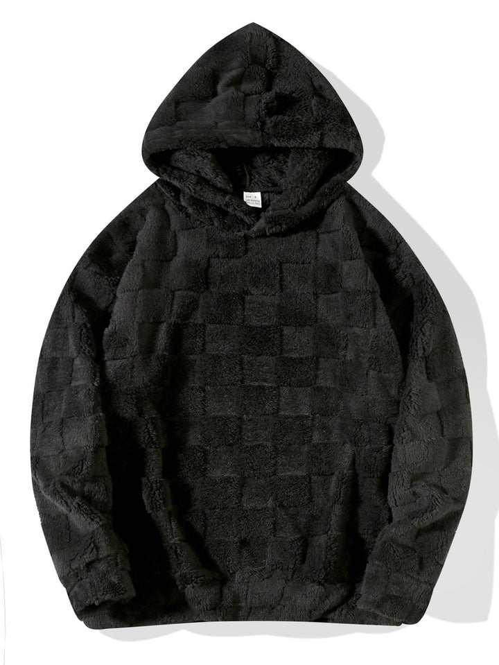 Jort | Teddyhoodie met schaakborddessin en relaxte pasvorm