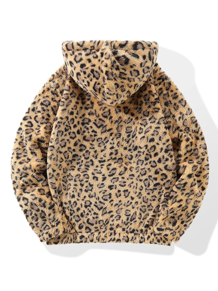 Robbert | Hoodie van imitatiebont met luipaardprint