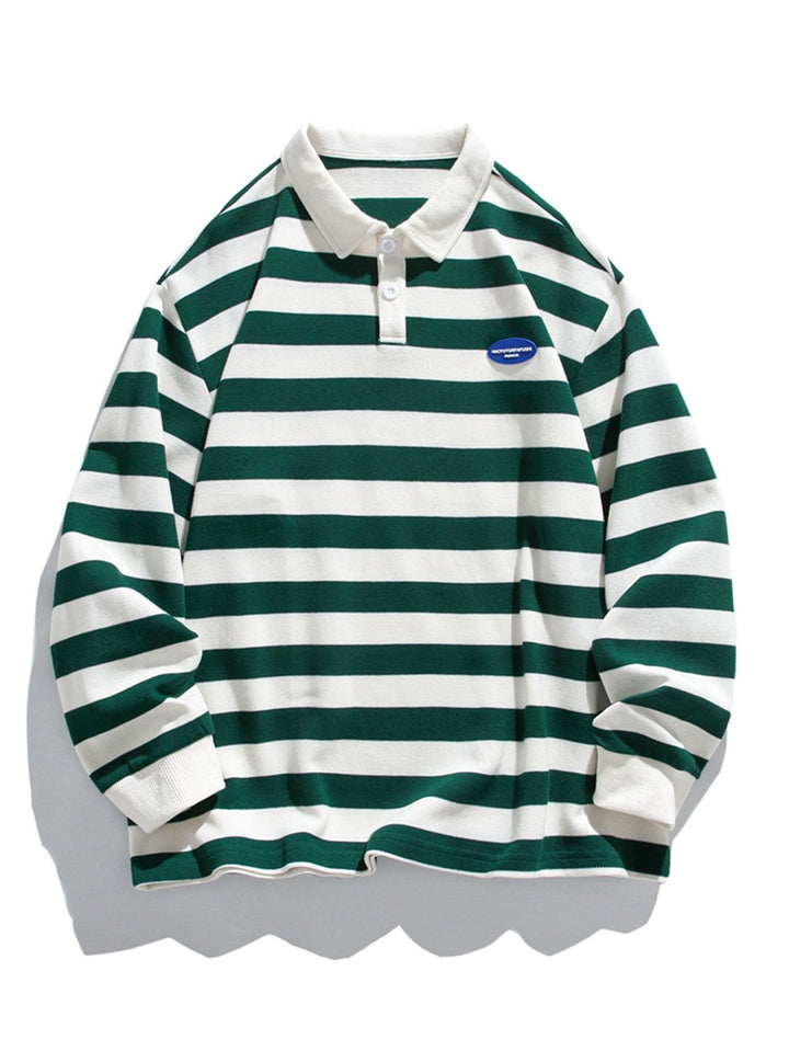 Sebastiaan | Gestreepte polosweater met wafelstructuur en relaxte pasvorm