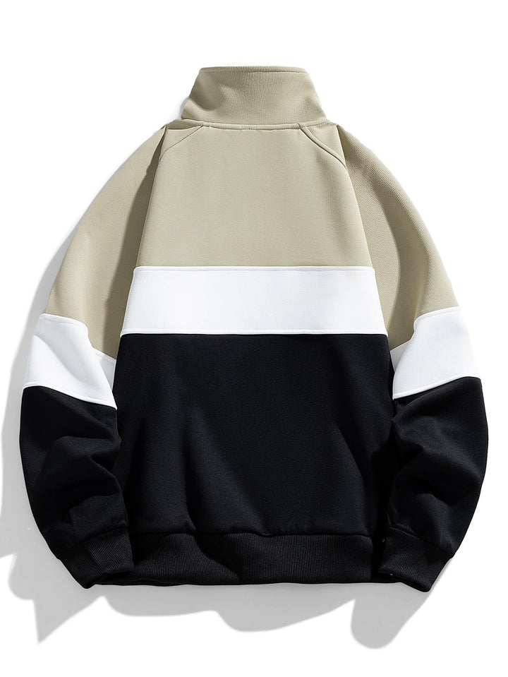 Jurre | Sweater met kleurvlakken, hoge kraag en korte rits