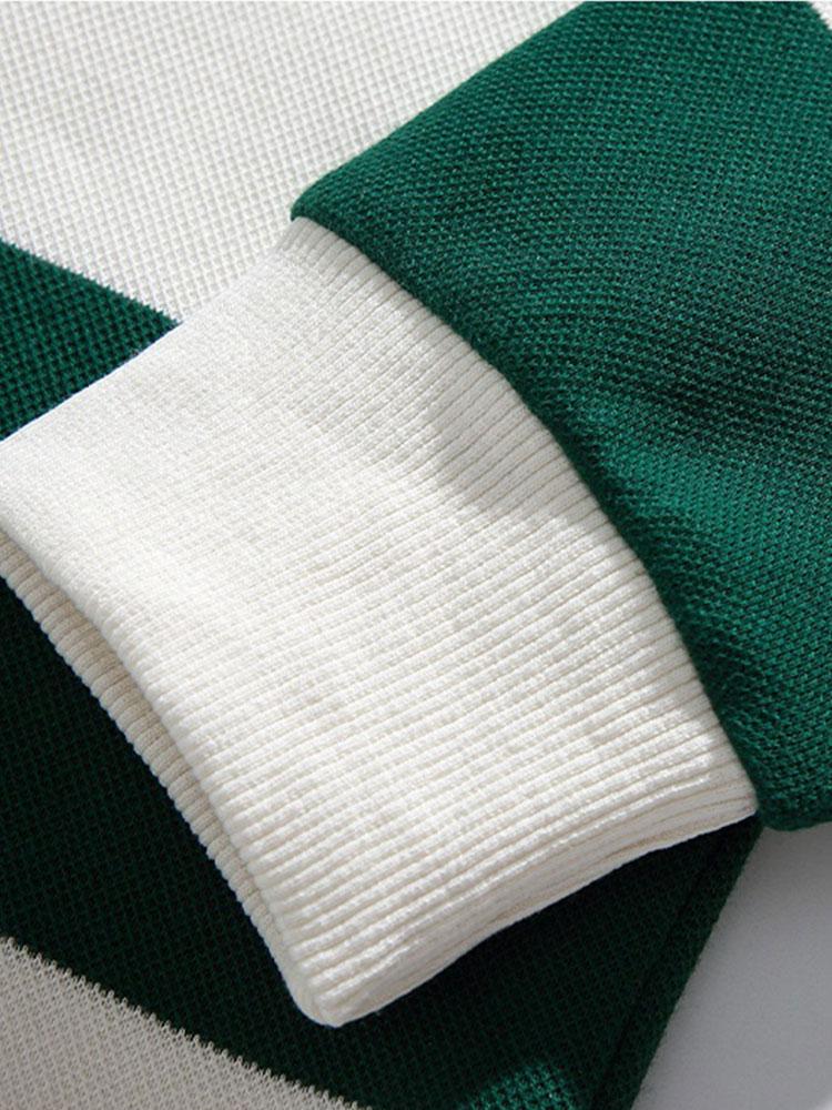 Timo | Polosweater met brede strepen en wafelstructuur en relaxte pasvorm